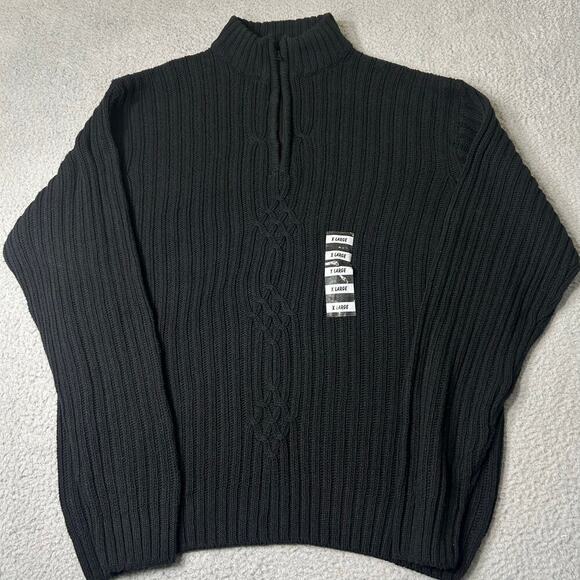 Napoliello Collection Sweater Mens XL Black 1/4 Zip Long Sleeve‎ Sweater NEW - Picture 1 of 11